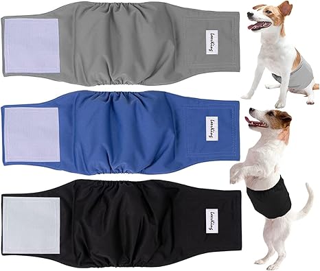 LeerKing Dog Nappies for Male Dogs, Washable Male Nappy, Incontinence, Male Bandage for Male Dogs, Puppies, L