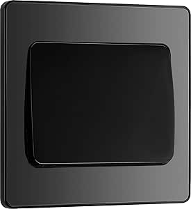BG Electrical Evolve 20A 2 Way Wide Rocker Single Light Switch, Black/Chrome