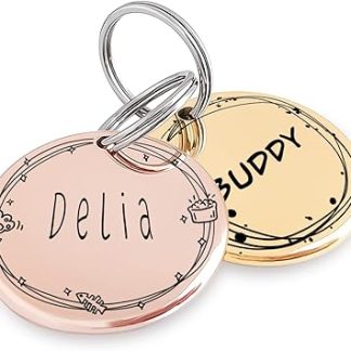 Flower Crown Pattern, Art Design for Dog Tag - Stainless Steel Deep Engraving Cat Tag - Individual Dog Tags Collar Jewellery for Dogs (Design)