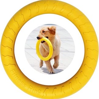 MMSGA Fitness Ring for Dogs, Outdoor Play Agility Training Device, Interactive Training Ring for Small, Medium and Large Dogs (Yellow, 30 cm)