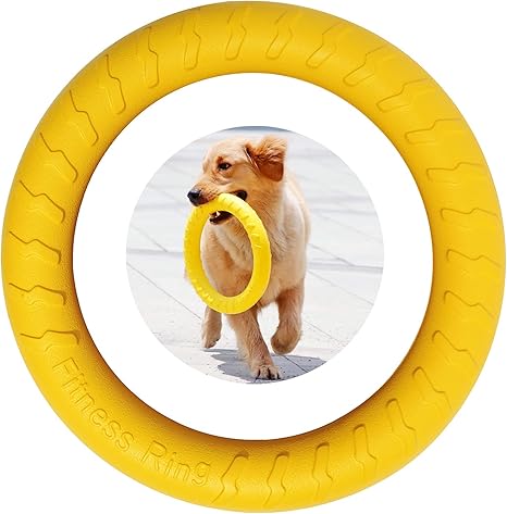 MMSGA Fitness Ring for Dogs, Outdoor Play Agility Training Device, Interactive Training Ring for Small, Medium and Large Dogs (Yellow, 30 cm)