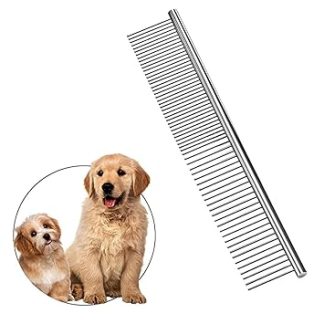 Redreo Dog Combs Pet Steel Comb Pet Comb Stainless Steel Pet Care Comb for Removing Tangles and Knots, Poodle Care Deshedding Tool