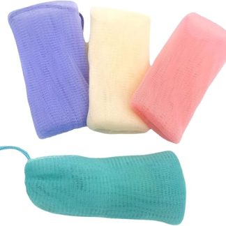 SOIMISS Pack of 4 Soap Bags Made of Mesh Material Soap Saving Bag with Drawstring for Shower Facial Cleansing Quick Drying Colourful for Storage of Solid Soap and Foam Formation