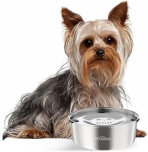 RYAKKA 1 Litre Water Bowl Dog Without Drooling Stainless Steel Travel Bowls No Spill Drinking Bowl, Leak-Proof Slow Feeder Dog Bowls for Small and Medium Dogs and Cats