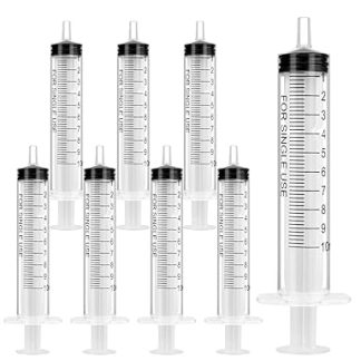 OFFCUP Plastic Syringe, Pack of 8 Disposable Syringes, 10 ml, Food Syringe, Plastic Tube, for Small Pet Feeding, Engine Oil or Brake Fluid, Not Medical Use