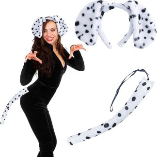 QIZHIQIAMY Children's Animal Costume, 2 Pieces Animal Costume Women, Animal Ears Headband Women, Animal Ears Headband with Tail, Animal Ears Headband, Jungle Costume Children for Halloween, Carnival