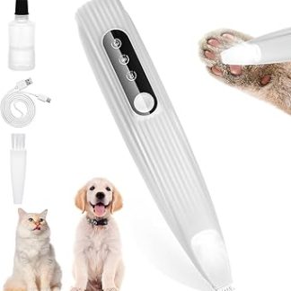 Quiet Dog Clipper, Paw Trimmer with LED Light, USB Rechargeable Waterproof Paw Razor, Pro Dog Trimmer, Super Quiet Painless Paw Care for Dogs