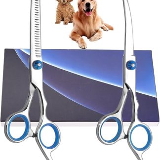 Bubuxy Dog Scissors, Curved Scissors Dog Fur Scissors for Dogs, Dogs and Cats, Safety Round Tip Grooming Scissors, Stainless Steel Fur Scissors for Dogs and Cats
