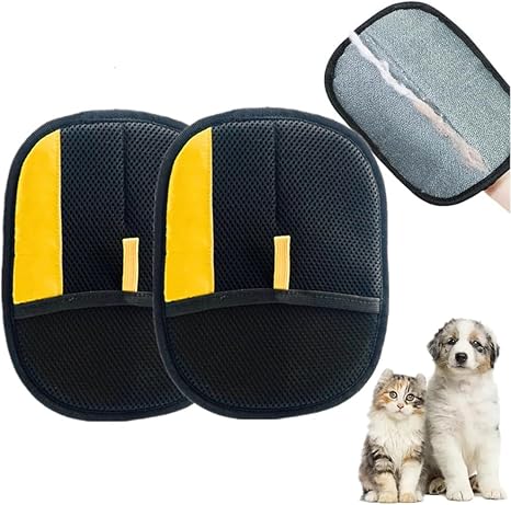 Generisch Fur Magnet Gloves Double-Sided for Dogs & Cats - Breathable Pet Hair Remover with Anti-Static Function, Efficient Care Gloves, Cat Hair Remover Glove (2 Pieces)