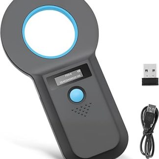 Pet ID Reader, Bluetooth Chip Reader for Animals, RFID Microchip Reader 134.2 kHz 125 kHz with Brightness OLED Display, 128 Pieces, Day Information Memory, ISO11784/85/HFDX-B/EMID