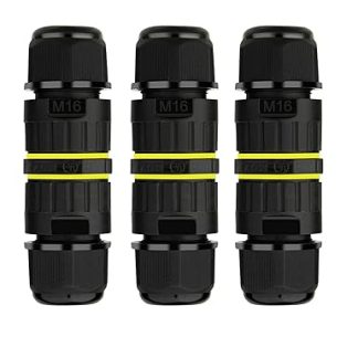 Malajess Cable Connector Waterproof IP68, 3-Pin for Diameter 5-8 mm Cable Diameter, Waterproof Junction Box, Cable Sleeve Waterproof (Pack of 3)