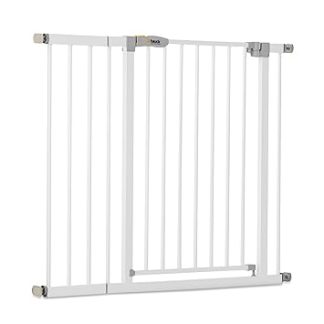 Hauck Open N Stop KD door guard / stair gate / 96 - 101 cm / without drilling / expandable with extensions from 9 cm and 21 cm to 122 cm / combinable with Y-spindles / metal / swiveling on both sides / white