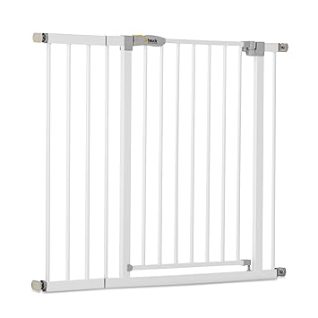 Hauck Open N Stop KD door guard / stair gate / 96 - 101 cm / without drilling / expandable with extensions from 9 cm and 21 cm to 122 cm / combinable with Y-spindles / metal / swiveling on both sides / white
