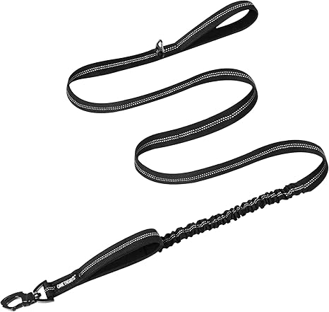 OneTigris Dog Lead 152 cm - 188 cm, Bungee Jumping Design Lead Dog with Tiger Tooth Metal Clip and 2 Soft Padding, Reflective Nylon Dog Lead Suitable for Medium Large Dogs, Black