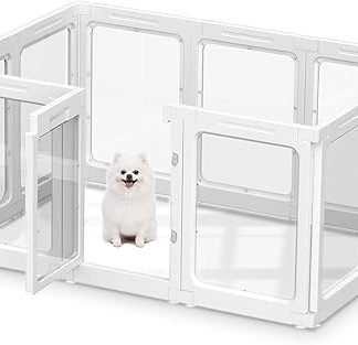 Acrylic Puppy Run, 60 cm Transparent Dog Fence, Portable Heavy Duty Puppy Playpen for Small to Medium Dogs, Indoor and Outdoor Use, Playpen Dog - 10 Panels