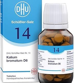 DHU Schüßler Salt No. 14 Potassium Bromatum D6 - Минеральная соль нервной системы - Оригинальная - Экологически чистая, в аптечном стеклянном стакане, упаковка из 200 таблеток
