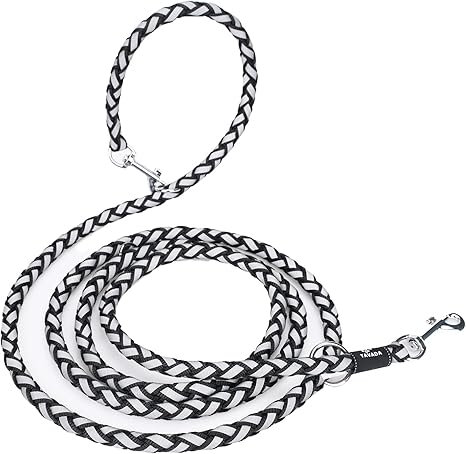 TAVADA Dog Lead with Reflective Strips, Nylon Double Lead with 2 Carabiners, 2.5 m Adjustable for Small and Medium Dogs