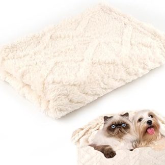 Neerow Dog Blanket, 70 x 100 cm, Cat Blanket, Sofa, Dog Blanket, Washable, Fleece Pet Blanket, Fluffy for Small and Medium Dogs, Cats Cuddly Blanket (Beige)