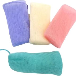 Pack of 4 Soap Net Bags, Coloured Exfoliating Soap Pouches with Drawstring, Quick Drying for Handmade and Face Soaps, Practical Hanging for Bathroom and Shower