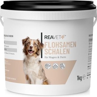 ReaVET Psyllium Husks for Dogs and Horses, 1 kg, Natural, Premium Quality, High-Fibre, Gluten-Free, Psyllium Seeds for Horses, Dogs and Cats in Premium Quality, No Additives