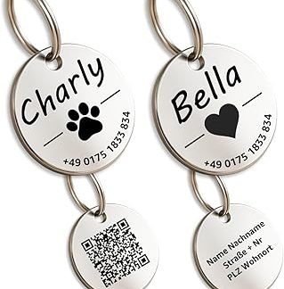 Dog Tag with Engraving – Personalised – Stainless Steel – Diameter 30 mm – Silver – Name Plate for Collar – Dog Tag – Pendant Tag for Dogs – with Symbol Selection – Animal Tag for Dogs, Cats, Puppies,