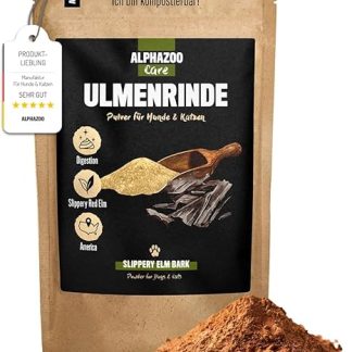 alphazoo Elm Bark for Dogs and Cats, 120 g, Premium Stomach Protection Powder without Additives, Gentle Digestion, for Heartburn, Diarrhea & Feces, Slippery Elm Bark, Natural & Pure