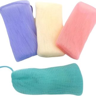 GALPADA 4 x mesh soap bags for bar soap, exfoliation, quick-drying, high-quality mesh design, colours cherry blossom
