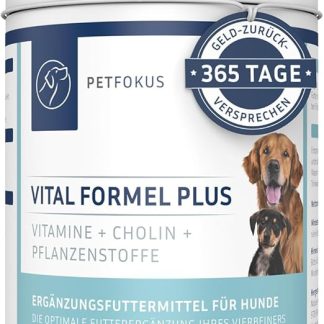 PetFokus Vital Formula Plus | Supports Digestion, Radiant Coat, Energy & Vitality | Food Supplement for Dogs | Vitamins, Minerals & Plant Substances I Probiotics & Omega-3 | Delicious Taste