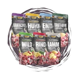 Belcando Finest Selection 24 x 125 g - Dog Food - Fresh Bag, Ideal for Sensitive and Picky Dogs - Without Additives and Variety Choice Possible (Wild, Chicken, Turkey, Beef, Lamb, Rabbit & Duck)