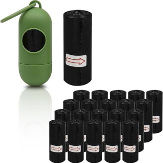 WinGluge Pack of 300 Dog Waste Bags with Dispenser and Lead Clip, Waste Bags for Dogs, Biodegradable, Dog Bags Tear-Resistant, Dog Waste Bags Rolls, Poop Bags for Dogs, Leak-Proof