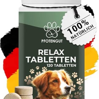 PFOTENGUT® Relax Tablets Pack of 120 [Made in Germany] - Dog Sedative with Taiga Root, Valerian & Hemp Powder - Natural Sedative for Dogs - Improved Version 2023