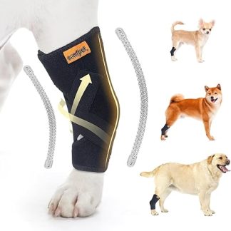 COMFPET Dog Collar for Rear Ankle Joint, Dog Leg Support Wrap with Metal Strips, Rear Leg Wrap Protector, Dog Leg Joint Sleeve to Lick Dog Sprains (S)