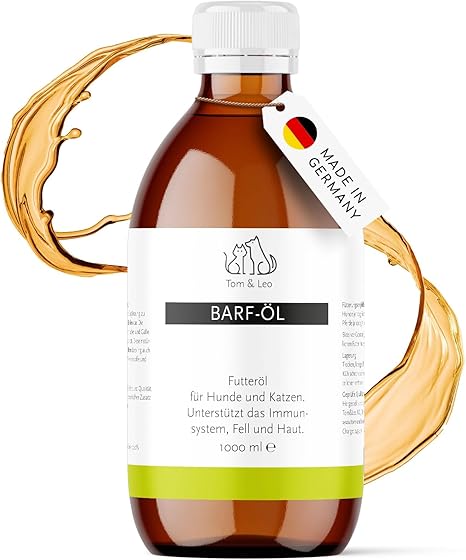 Tom & Leo Barf Oil 1000 ml for Dogs and Cats Supports Joint Health and Strengthens Skin and Coat