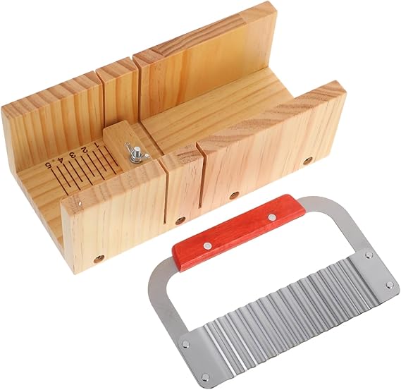 Wooden Soap Cutter with Double Slot Design for DIY Soap Making, Wave Cutter for Textured Edges, Sturdy Wooden Frame, Optimised Cutting Accuracy for