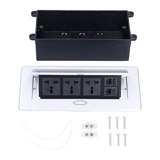 Floor Socket, Embedded 3 Hole Socket, Floor Socket, Waterproof Countertop Sockets, with Computer Phone Interface 250V 13A