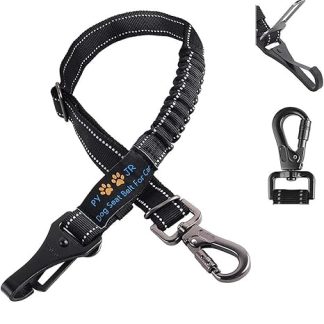 Dog Car Seat Belt, Dog Belt for Car, 3-in-1 Dog Seat Belt Car Boot with Elastic Back Absorption, Adjustable Length, for All Dog Breeds and Car Types