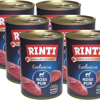 arelf Bundle RINTI Single Meat Ross 6 x 400 g, Monoprotein Wet Food, Grain-Free, Protein Rich & No Additives, Includes Snack Dokas Chicken Roll