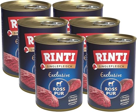 arelf Bundle RINTI Single Meat Ross 6 x 400 g, Monoprotein Wet Food, Grain-Free, Protein Rich & No Additives, Includes Snack Dokas Chicken Roll