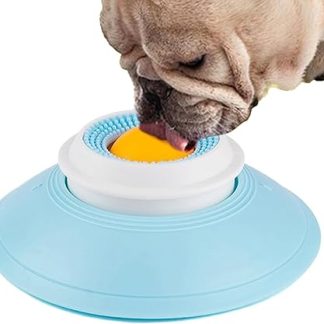 Dog Toy 14.5 x 5.5 cm Bowl for Dogs, PP Wet Food Pad with Suction Cup Dog Feeding Bowl, Non-Slip Pet Enrichment Toy, Boredom Reducer (White)
