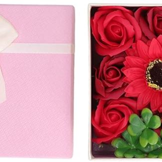 Zerodis Flower Bath Soap Gift Box, Flower Soap, Elegant, Safe Decoration, Exquisite, Delicate, Portable, for Women at Christmas (Red)