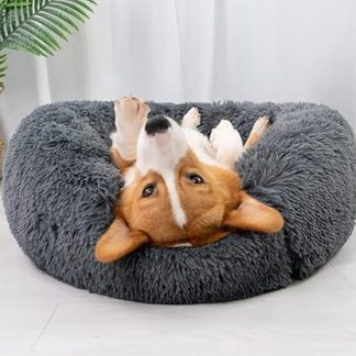 Fhodigogo Cat Bed Round Cat Cushion Dog Bed Small Dogs Doughnut Dog Bed Small Dogs Bed Cat Blanket Dog Deck for Cats and Small Dogs (55 cm)