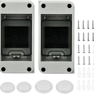 Pack of 2 Fuse Boxes Surface-Mounted, Distribution Box IP65 1 Row for 3 Modules Surface-Mounted Distributors for Garden or Outdoor Areas, Villas, Charging Stations