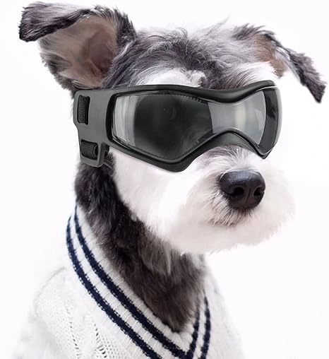 NAMSAN Dog Glasses Anti-UV Waterproof Windproof Adjustable Dog Sunglasses Fashion Protective Glasses Suitable for Small and Medium Dogs (Black)