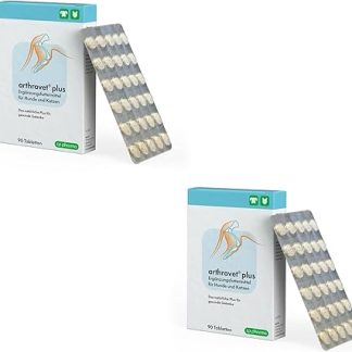 cp-pharma arthrovet Plus | Double Pack | 2 x 90 Tablets | Supplementary Feed for Dogs and Cats | For Physiological Function of Joints and Bone Building