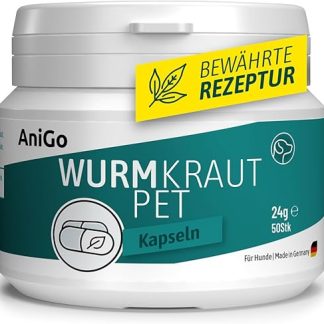 AniGo Worm Herb Capsules 50 Tablets, Worm Treatment Secondary for Dogs, Herbal Natural Formula, Worm Agent Secondly, No Anthelmintic