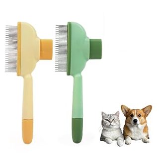 Pack of 2 Self-Cleaning Cat Comb - Fur Flash Brush for Deep Cleaning, Removal of Floating Hair and Opening Knots, Beauty Care for Dogs, Deep Cleaning Flea Comb for Cats