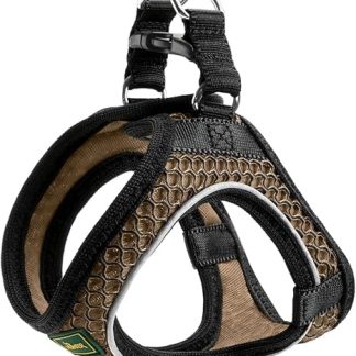 HUNTER Hilo Comfort Harness for Small Dogs, with Mesh Material and Reflective Elements, Brown, XS–S