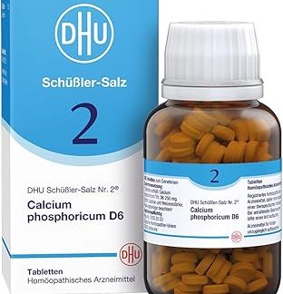 DHU Schüßler Salt No. 2 Calcium Phosphoricum D6 - Минеральная соль для костей и зубов - Оригинальная - Экологически чистая, в аптечном стеклянном стакане, упаковка из 420 таблеток
