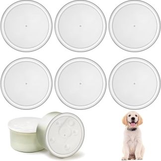 Pack of 6 Can Lids, White Lid for Cans, 800 g, Washable Dog Food, Can Closure, Dog Food for Food Storage, Pet Food Cans (Diameter: 10 cm)