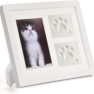 White Dog Cat Photo Frame and Paw Print Set Pet Owners 3D Plaster Cast Set Home Decor Gifts
